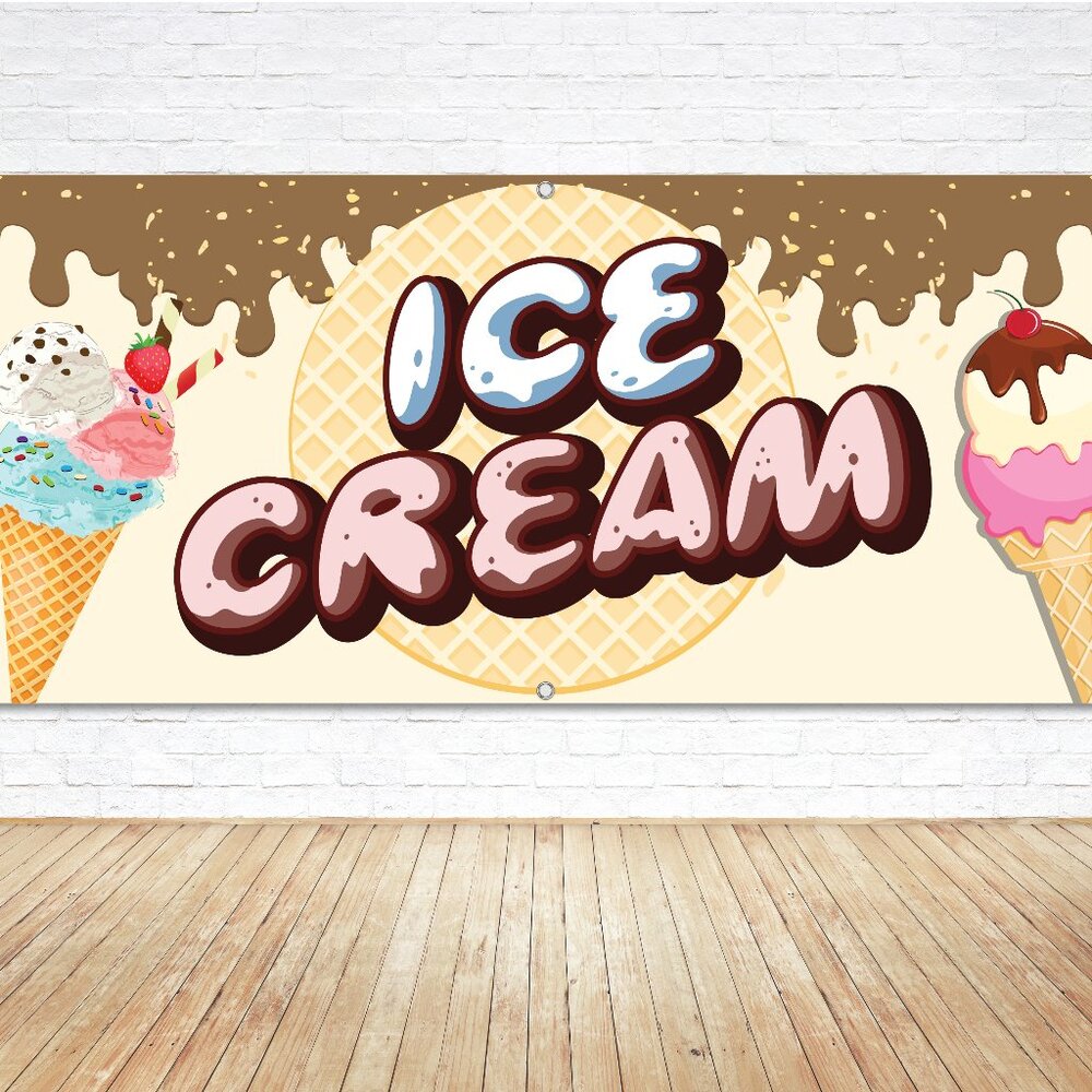 ICE CREAM Generic Vinyl Banner 5ft Sign Shop Truck Parlor Festival Stand Signage